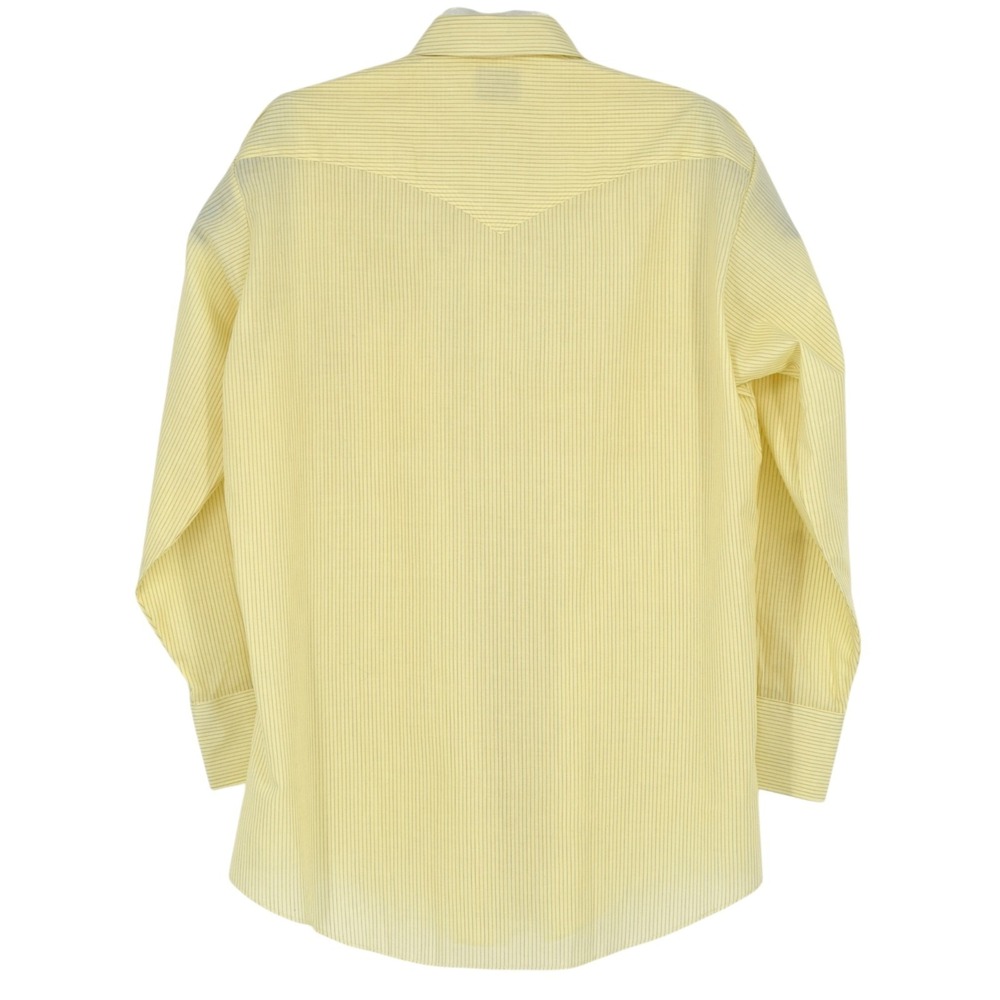 H Bar C Ranchwear Men XL Yellow Striped Western Long Tail 70s Button Down Shirt - Picture 6 of 12
